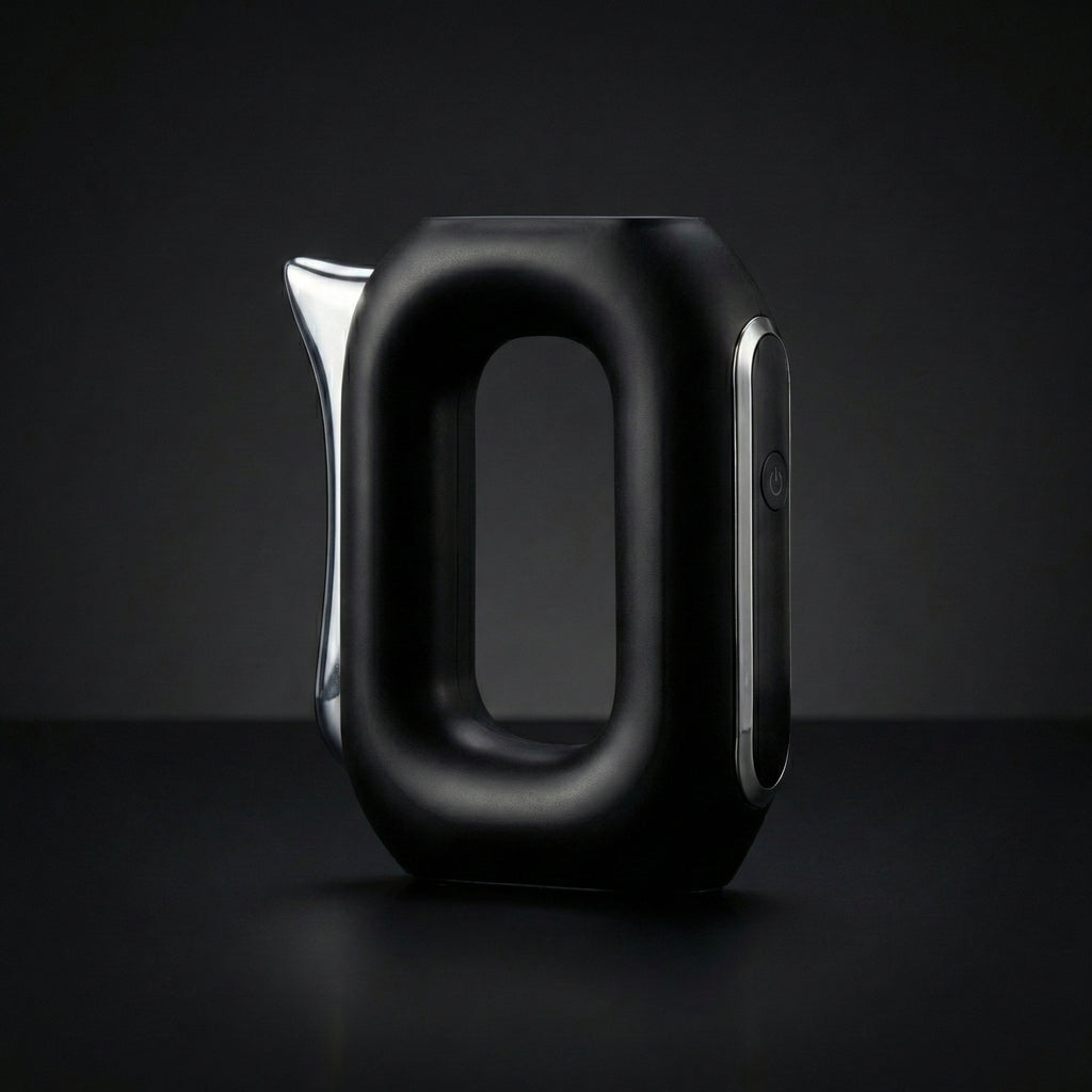 Black guasha massager object on a dark background