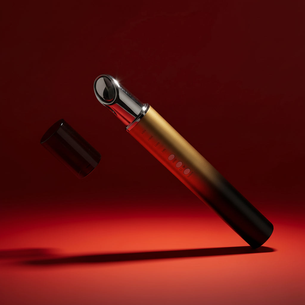 Green electronic device on a red background